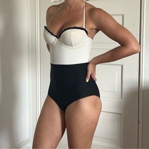 Vintage style black and white one piece swimsuit